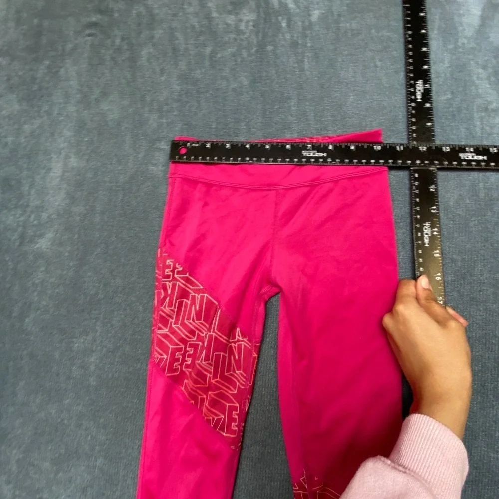 Nike Trophy Training Leggings Girls 20 Pink Graphic Logo Print Yoga Performance